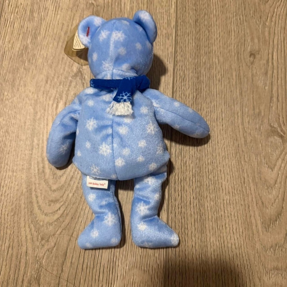 Ty Beanie Babies 1999 Holiday Teddy Blue Snowflake‎ Bear w/ Tags Retired PE - Picture 2 of 7